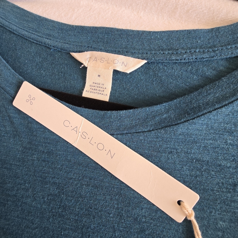 NWT Caslon Teal Slub Tunic Top Long Sleeve High Low Hem Soft Minimalist Coastal - Picture 9 of 10